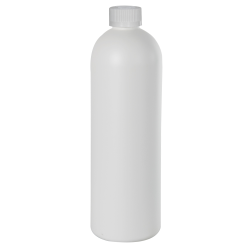 16 oz. HDPE White Cosmo Bottle with CRC 24/410 Cap with F217 Liner