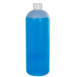 32 oz. HDPE Natural Tall Cosmo Bottle with CRC 28/410 Cap with F217 Liner