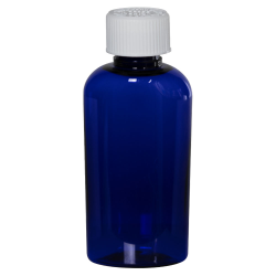 2 oz. Cobalt Blue PET Cosmo Oval Bottle with CRC 20/410 Cap with F217 Liner