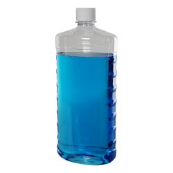 32 oz. Clear PET EZ Grip Oval Bottle with Plain 28/410 Cap with F217 Liner