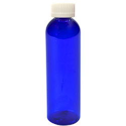 2 oz. Cobalt Blue PET Cosmo Round Bottle with CRC 20/410 Cap with F217 Liner