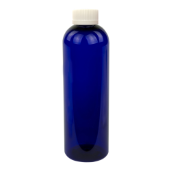 12 oz. Cobalt Blue PET Cosmo Round Bottle with CRC 24/410 Cap with F217 Liner