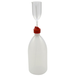 1000mL Kartell Natural LDPE Adjustable Dispenser Bottle (5mL to 50mL measuring cup)