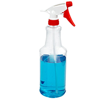 32 oz. Clear PET Spray Bottle with Blue & White Sprayer