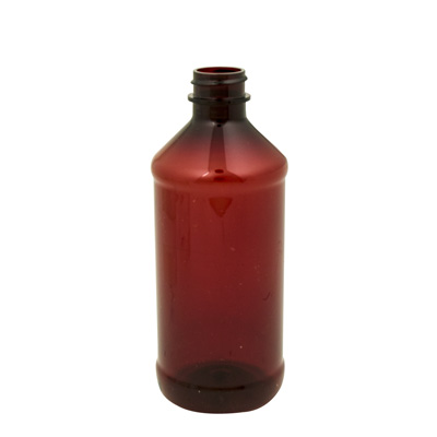 8 oz. Modern Round Amber PET Bottle with 24/400 Neck (Cap Sold Separately)