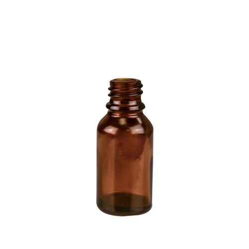 15mL/1/2 oz. Amber Glass Boston Round Bottle with 18mm Neck (Cap & Reducer Sold Separately)