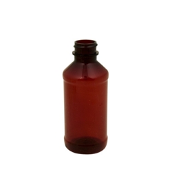 4 oz. Modern Round Amber PET Bottle with 24/400 Neck (Cap Sold Separately)
