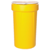 55 Gallon Yellow Open Head Poly Drum with Plastic Lever-Lock Ring