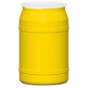 55 Gallon Yellow Straight-Sided Open Head Poly Drum with Plain Lid & Plastic Lever-Lock Ring