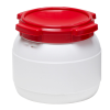 2.6 Gallon White UN Rated HDPE Wide Mouth Drum with Red Lid - Stackable