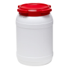 5.3 Gallon White UN Rated HDPE Wide Mouth Drum with Red Lid - Stackable