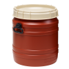 14.5 Gallon Brown UN Rated Open Drum with Beige Lid & Hand Grip