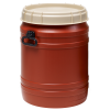 16.9 Gallon Brown UN Rated Open Drum with Beige Lid & Hand Grip