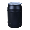 55 Gallon Black Straight-Sided Open Head Poly Drum with 2" & 2" Bungs Lid & Metal Lever-Locking Ring
