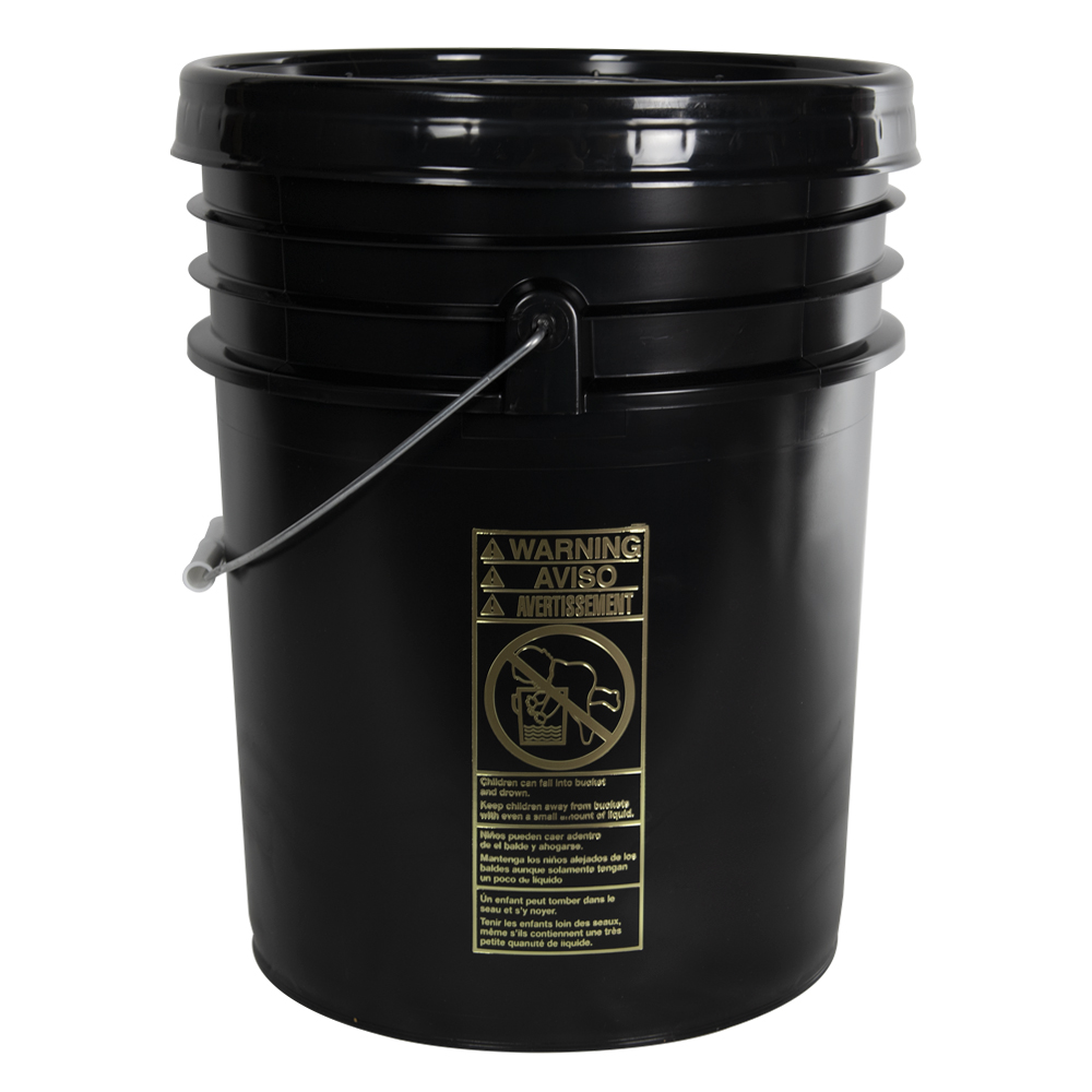 UN Rated Black 5 Gallon Bucket w/Metal Handle & Lid w/Rieke Pour