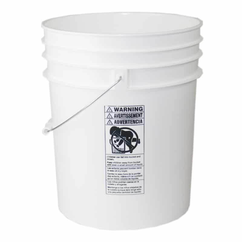 Premium White 5 Gallon Round Bucket with Wire Bail & Plastic Grip