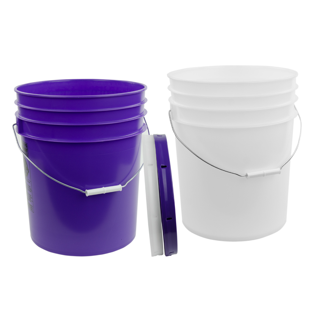 5 Gallon Premium Buckets with Wire Bail, Plastic Grips & Lids