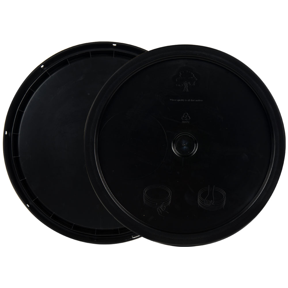Black 3.5 to 5.25 Gallon HDPE Bucket Lid with Tear Tab