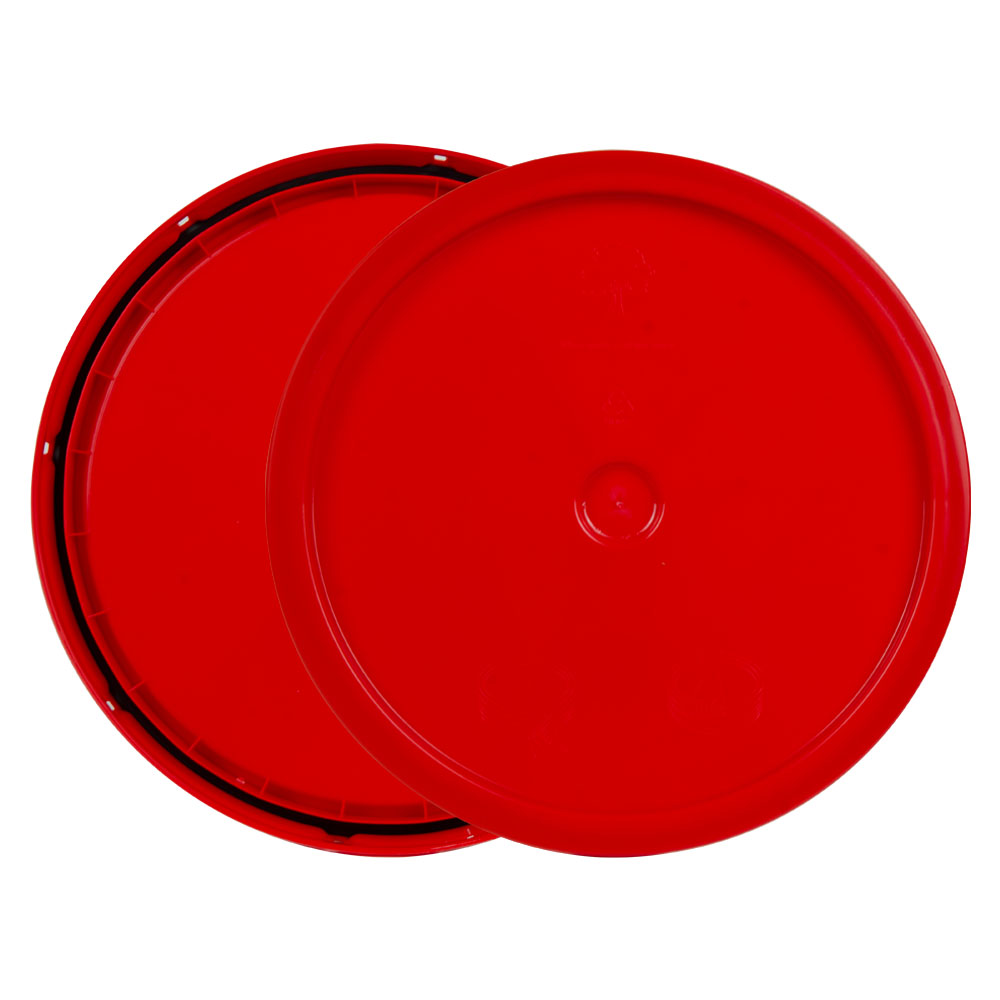 Red 3.5 to 5.25 Gallon HDPE Bucket Lid with Tear Tab