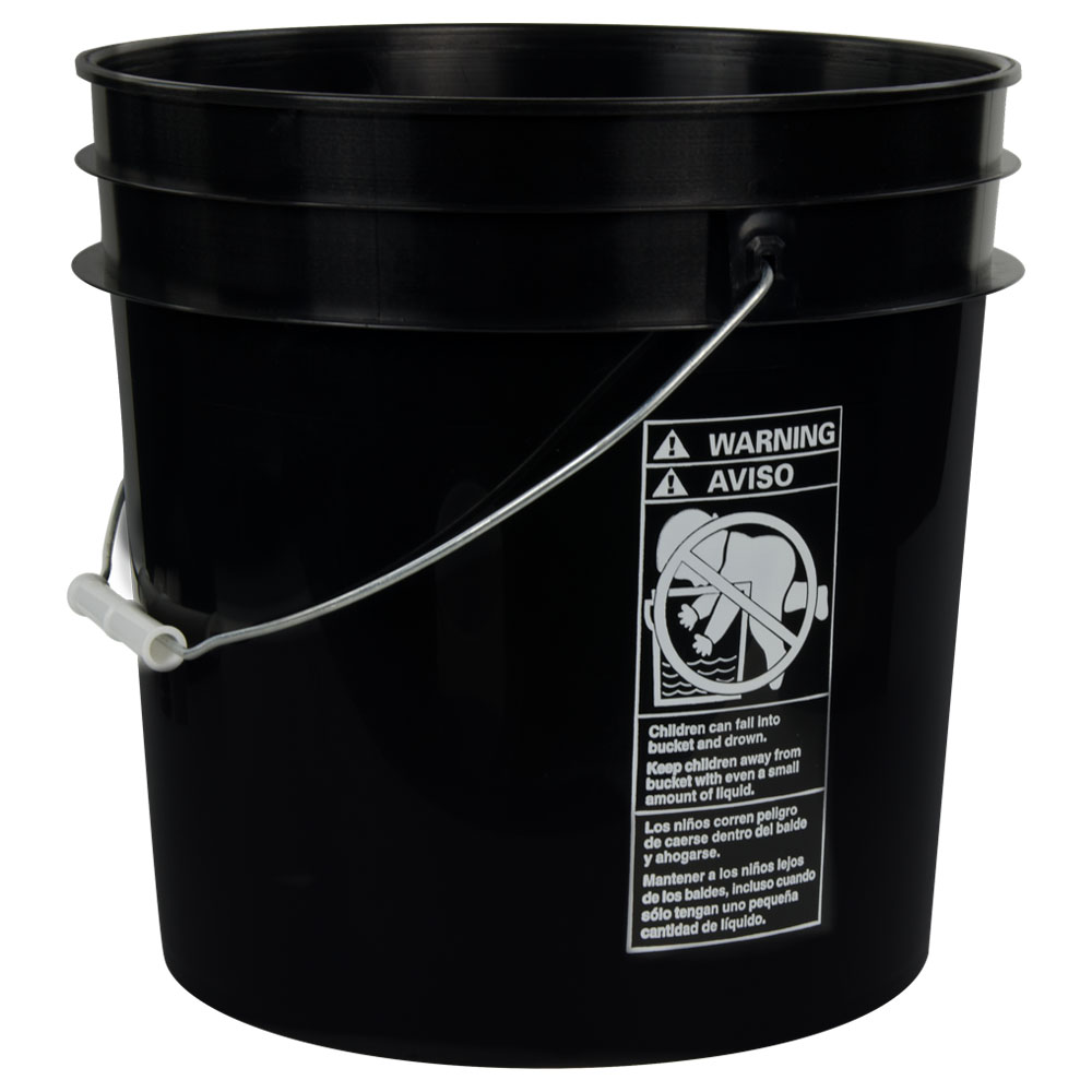 Black 4.25 Gallon HDPE Bucket U.S. Plastic Corp.