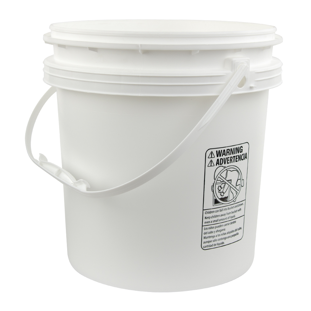 White Polypropylene 4 Gallon/15 Liter Bucket with Handle