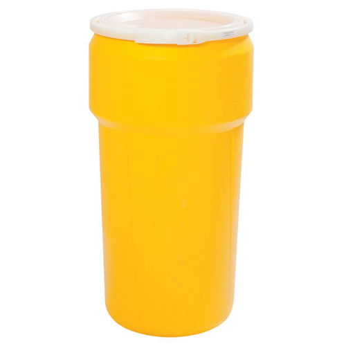 20 Gallon Yellow Open Head Poly Drum with Plastic Lever-Lock Ring