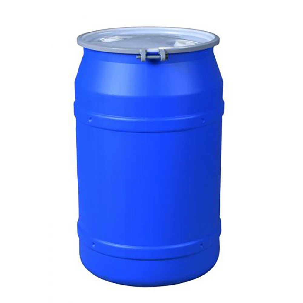 55 Gallon Blue Straight-Sided Open Head Poly Drum with 2" & 2" Bungs Lid & Metal Bolt Ring