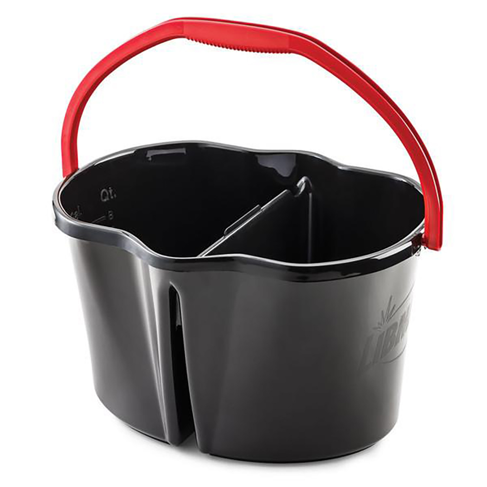 Black 4 Gallon Clean & Rinse Bucket with Red Handle