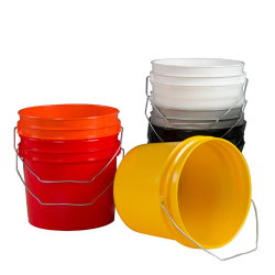 paint buckets and lids