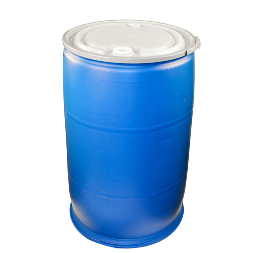 55 Gallon Open Top Blue Poly Drum with Sidelever Lockband & Lid