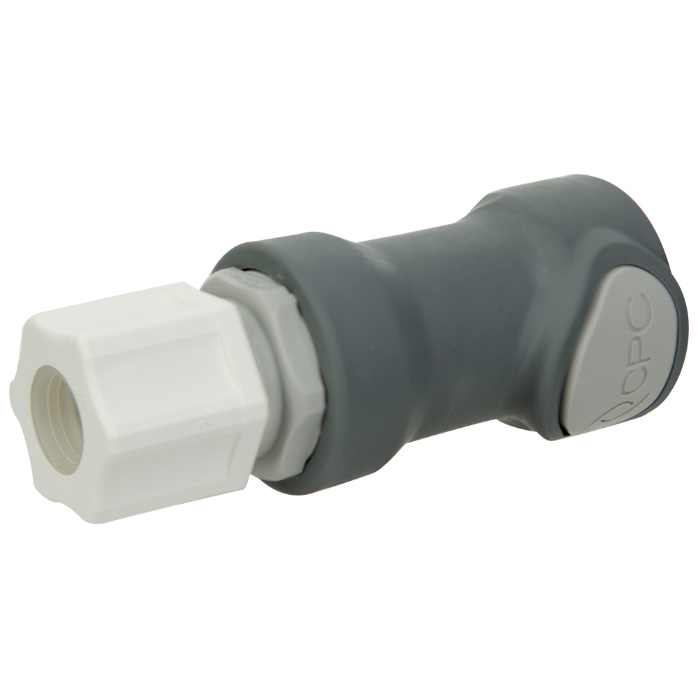 1/2" OD x 3/8" ID In-line Ferruless NS6 Series Polypropylene Non-Spill Compression Body (Insert Sold Separately)