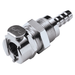 5/16" Hose Barb LC Series Chrome Plated Brass Panel Mount Body - Shutoff (Insert Sold Separately)