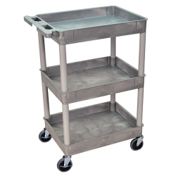 Gray Luxor 3 Shelf Tub Cart (300 lbs. Capacity)