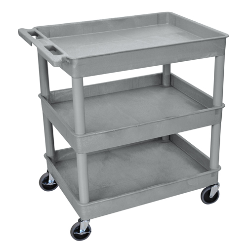 Luxor Utility Cart 3 Shelf Black Weight Capacity 400 lbs Capacity & Push Handle 