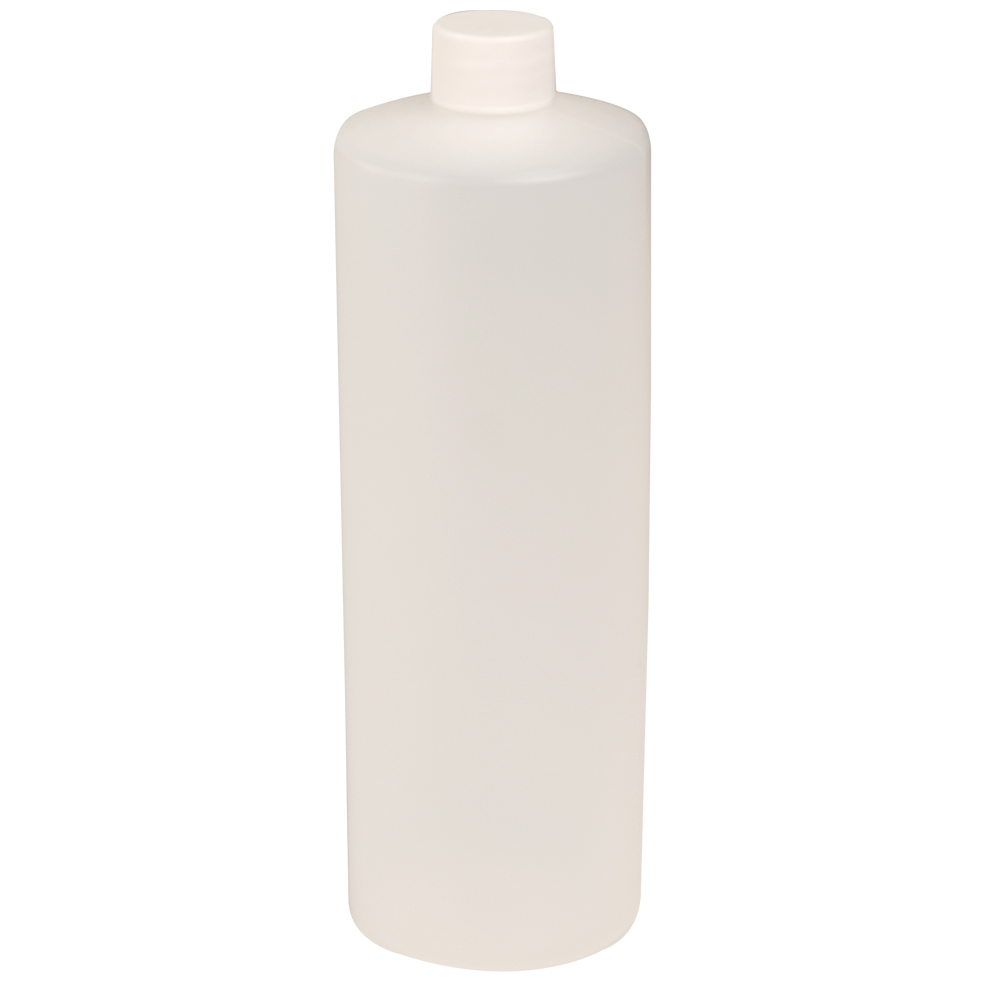 32 oz. Natural HDPE Cylindrical Sample Bottle with 28/410 Plain Cap with F217 Liner