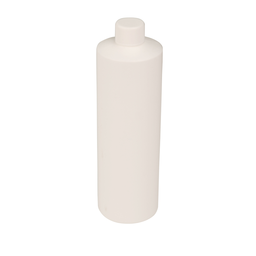 16 oz. White HDPE Cylindrical Sample Bottle with 24/410 Plain Cap with F217 Liner