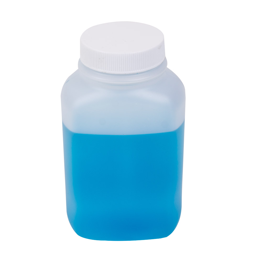 8 oz. Natural Polyethylene Wide Mouth Oblong Bottle with 43/400 White Ribbed Cap with F217 Liner