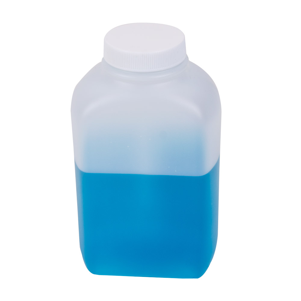 16 oz. Natural Polyethylene Wide Mouth Oblong Bottle with 43/400 White Ribbed Cap with F217 Liner