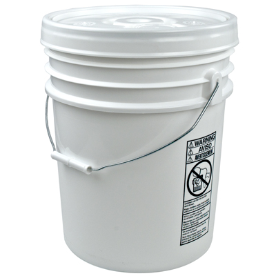 UN Rated White 5 Gallon Bucket w/Metal Handle & Lid w/Rieke Pour Spout