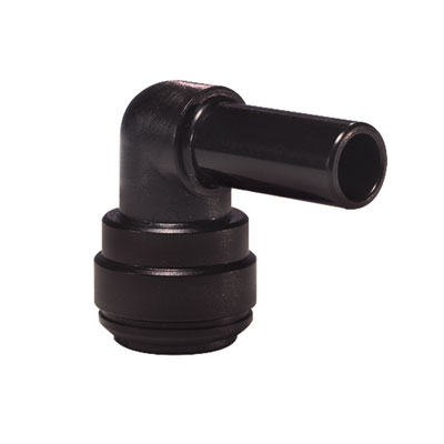 6mm Stem OD x 6mm Tube OD Black Plug-In Elbow