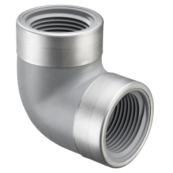 1/2" FNPT CPVC Schedule 80 Special Reinforced 90° Elbow with SS Collars