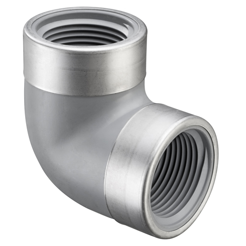 3/4" FNPT CPVC Schedule 80 Special Reinforced 90° Elbow with SS Collars