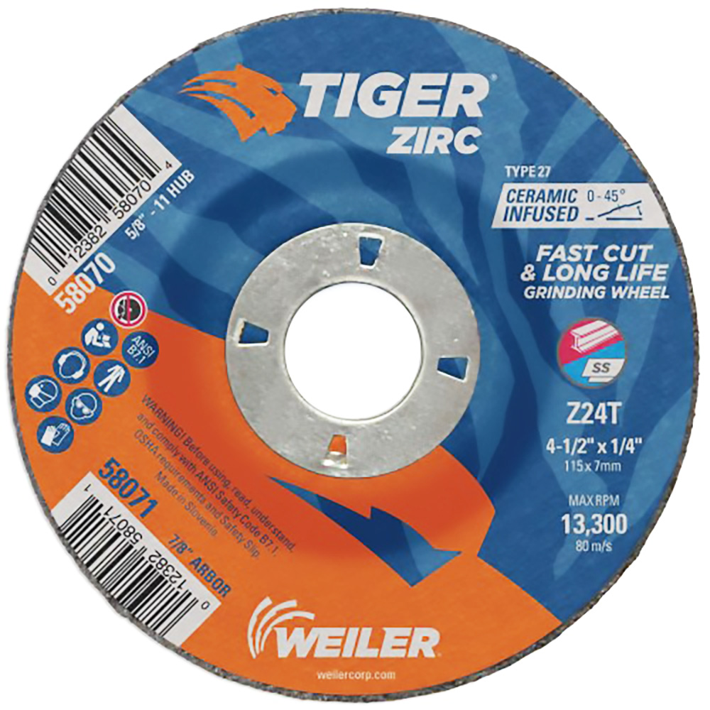Weiler® Tiger® Zirconia & Inox High Performance Grinding Wheels