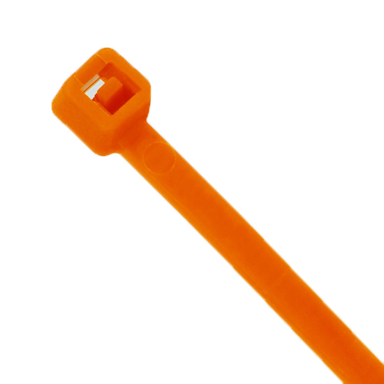 4" L x 18 lbs. Tensile Strength Orange Vivid Cable Ties - Pack of 100