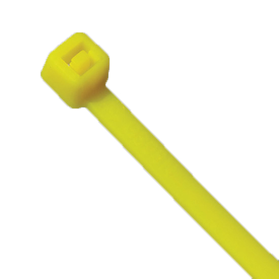 4" L x 18 lbs. Tensile Strength Yellow Vivid Cable Ties - Pack of 100