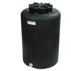 25 Gallon Tamco® Vertical Black PE Tank with 12-1/2" Lid & 3/4" Fitting - 19" Dia. x 29" High