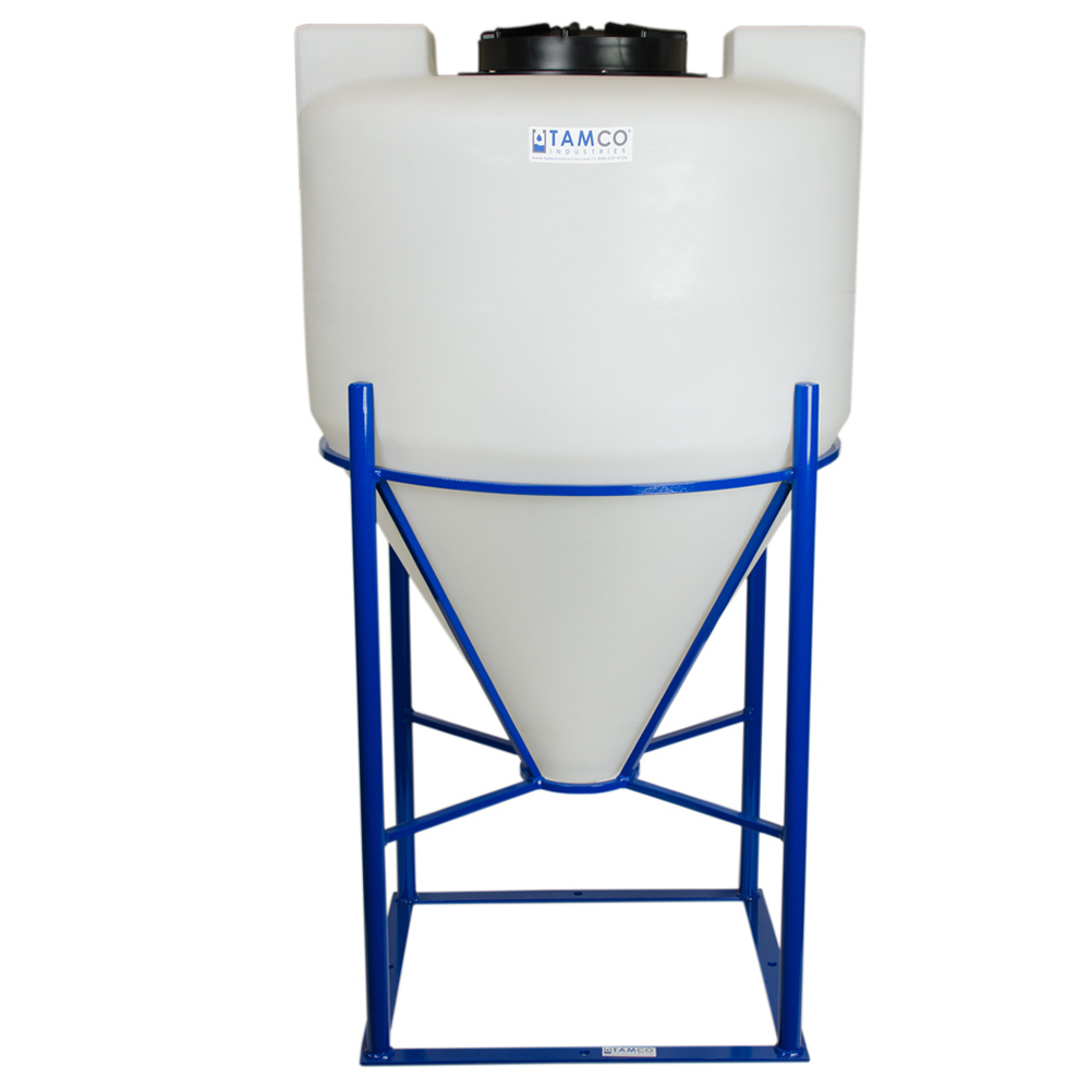65 Gallon Tamco® Cone Bottom Tank with Mixer Mounts & 1-1/2" FPT Boss Fitting (Full Drain) - 30" Dia. x 41" Hgt.