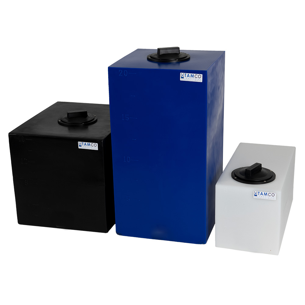 12 Gallon Blue Molded Polyethylene Tamco® Tank with Lid & 3/4" FNPT Fitting - 18-1/2" L x 18-1/2" W x 9-1/2" Hgt.