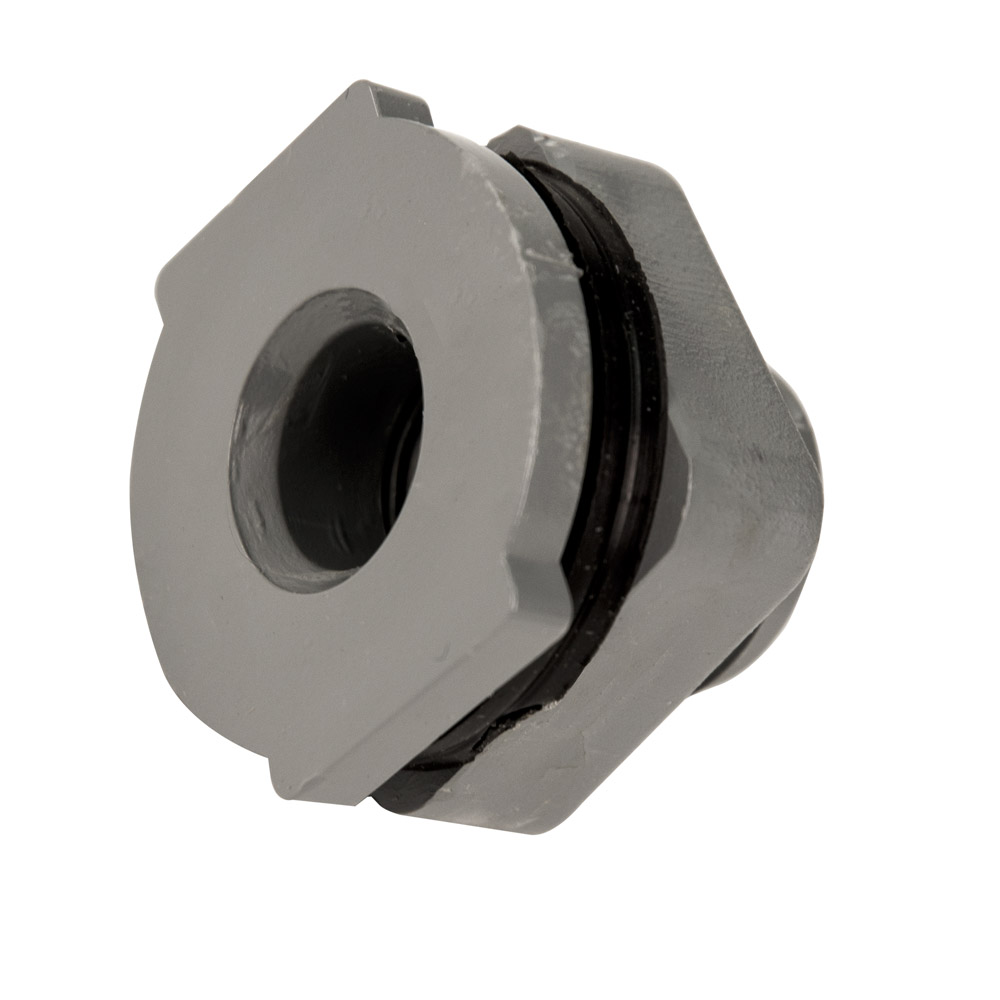 1/2" Installed CPVC Tank Fitting with Santoprene® Gaskets 11/8" Hole