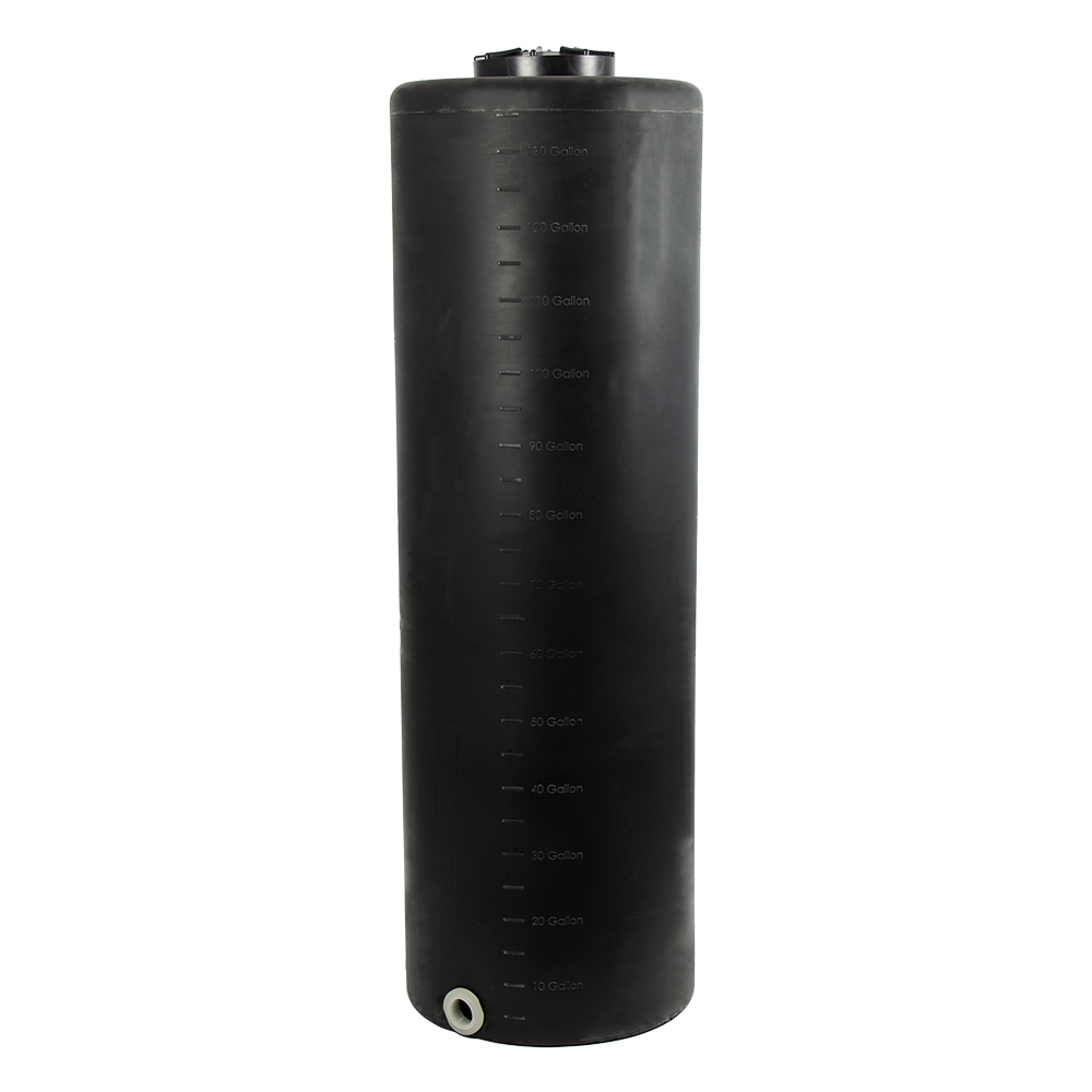 135 Gallon Tamco® Vertical Black PE Tank with 12-1/2" Lid & 2" Fitting - 24" Dia. x 77" High